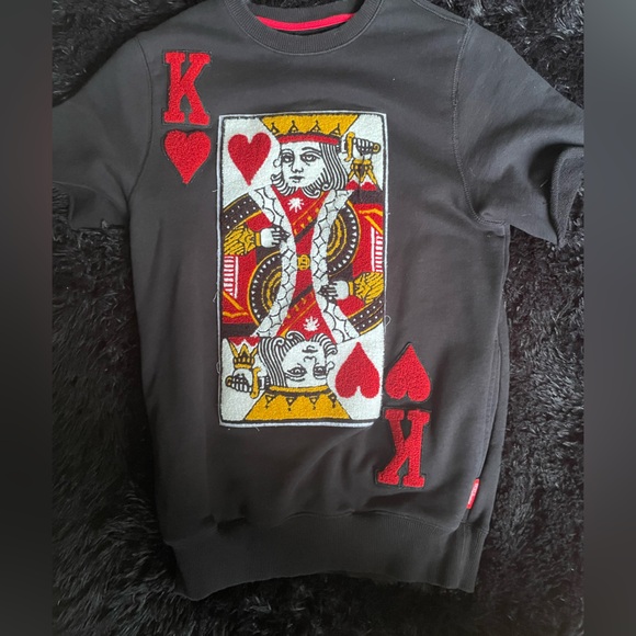 DNine D9 Reserve Premium Quality King of Hearts Sweater Crewneck Men Sz S - Picture 1 of 6